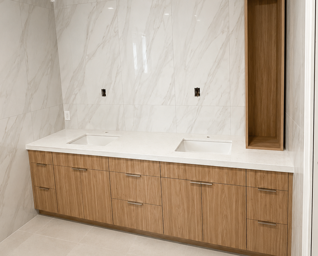 Custom bathroom vanity countertop installation in South Florida