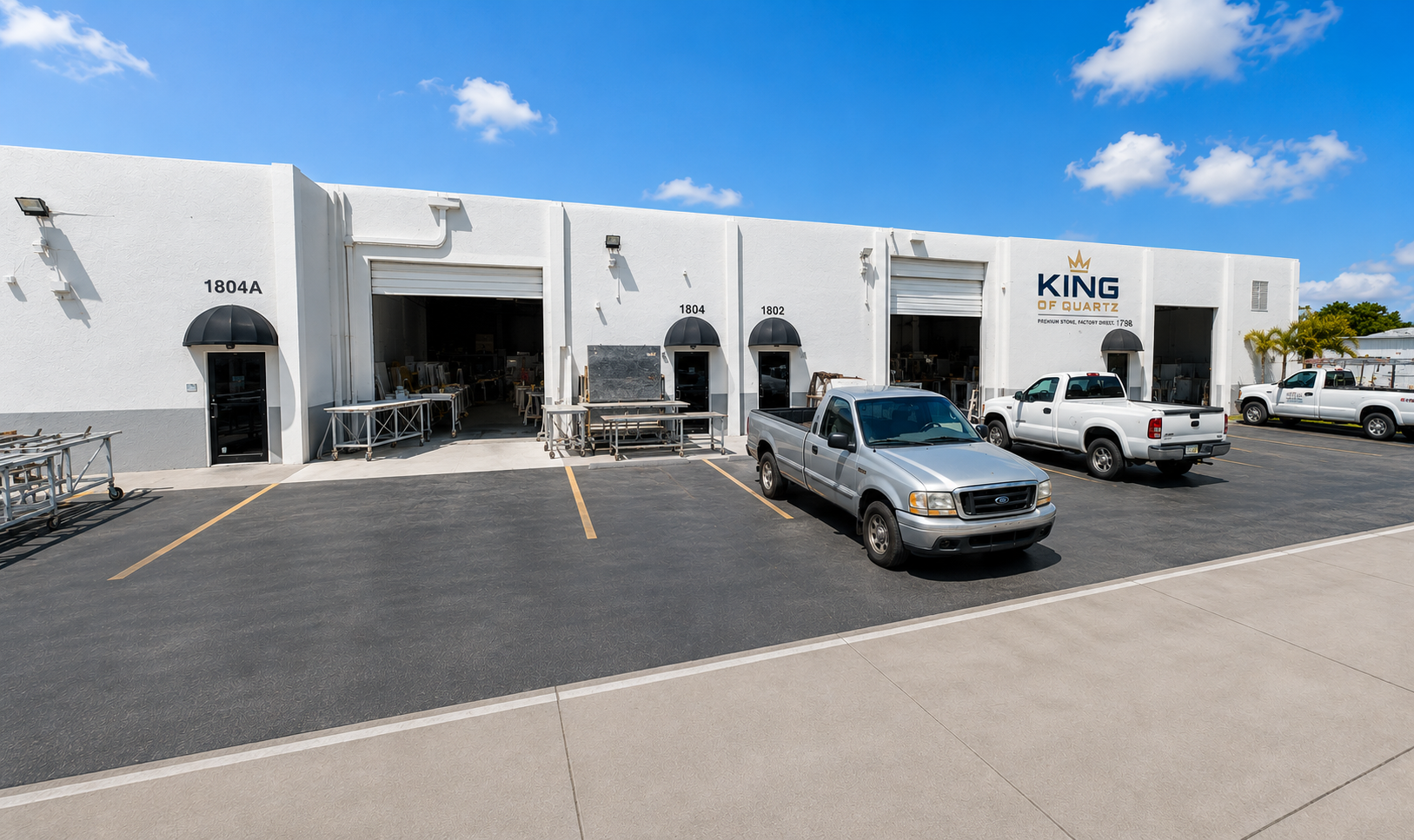 Home 1 King of Quartz countertop fabrication facility in Hallandale Beach Florida