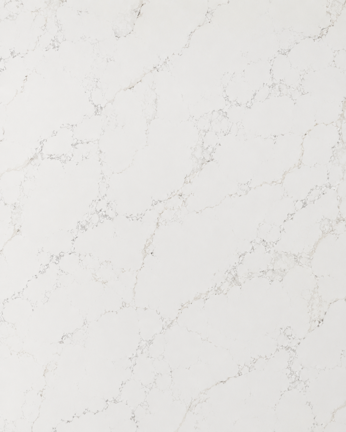 Close-up texture of MSI white quartz featuring subtle gray veining, bright white background, and a clean contemporary surface suitable for residential and commercial countertop applications.