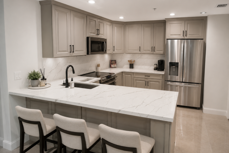Traditional Transitional Kitchen Remodel in Cooper City, FL by King of Quartz Countertops project photo